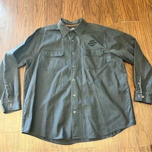 Harley Davidson Black Distressed Denim Button Down Shirt Size 2xl